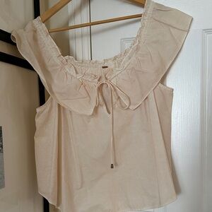 Free People Cream Ruffle Blouse